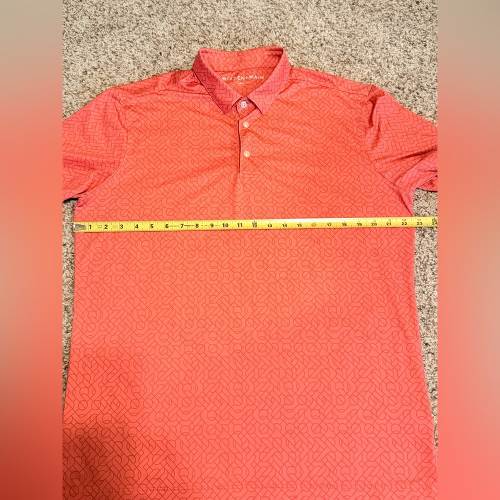 Mizzen+Main Mens Large Trim Golf Polo Shirt Coral Pink Performance - Picture 8 of 9
